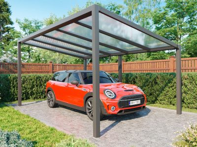 Aluminium-Carport-5-x-3-m-Poly-anthrazit-freistehend--Ansicht-seitlich